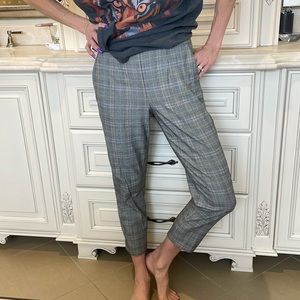 Plaid ankle length pants, mid rise